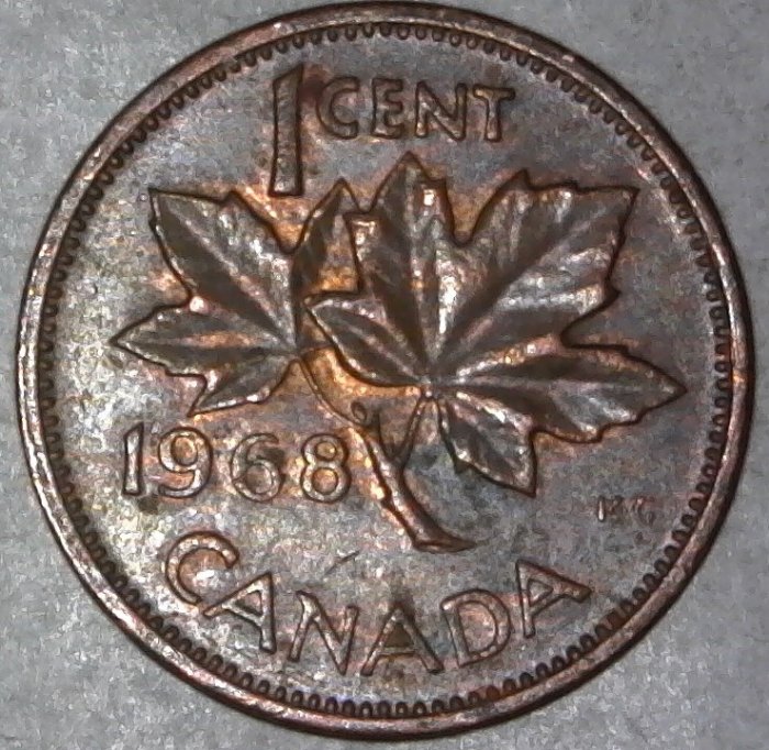 1968-Canadian-Cent-Struck-Through-Found-CRH!